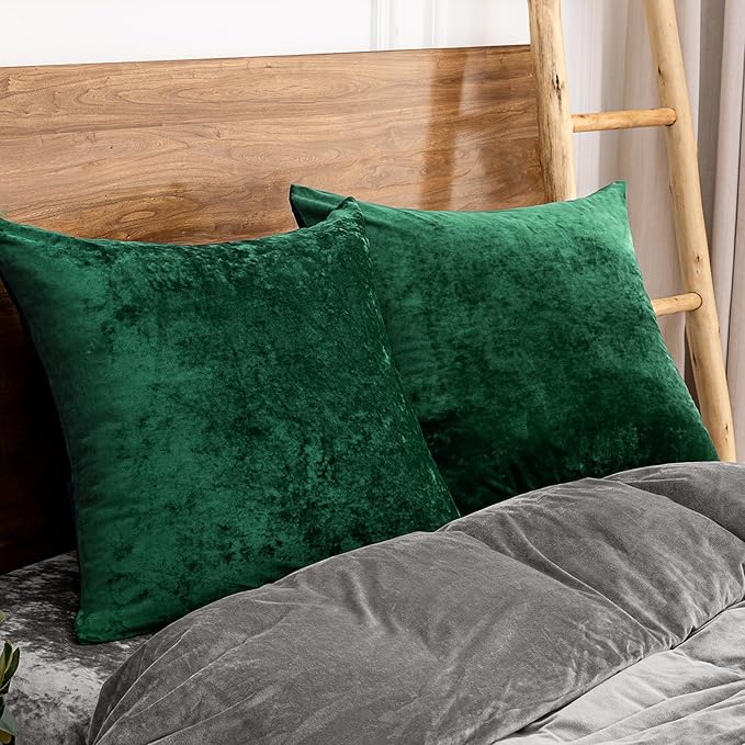 PHF Truly Velvet Euro Sham, 26"x 26",No Insert, 2 Pack Color Gradient Euro Throw Pillow Covers, Ultra Soft Cozy Pillow Covers for Home Decorative, No Shedding, No Pilling, Green