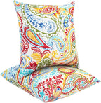 Water Resistant Outdoor Throw Pillows for Patio Furniture,18x18 Inch Decorative Pillows Set of 2 with Insert,Hidden Zipper Headrests for Sofa Couch Chair(Phoenix)