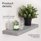 BAOBAB WORKSHOP Wood Floating Shelves for Wall - Rustic Shelf 16 inch - Grey Bathroom Shelves - Solid Wood Shelves for Wall for Bedroom Kitchen Living Room - Gray Finish, 16″ W × 6.7″ D, Set of 2