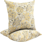 Outdoor Throw Pillows Water Resistant 18x18 inch,Decorative Throw Pillow with Insert Set of 2,Hidden Zipper Headrests for Patio Furniture Sofa Couch Chair(Yellow Flower)