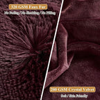 XeGe Faux Fur Throw Pillow Covers, Shaggy Fluffy Cushion Covers, Plush Furry Pillow Cases, Fuzzy Decorative Pillow Shams with Zipper Set of 2 for Sofa Bed Couch Living Room (18''x18'', Burgundy)