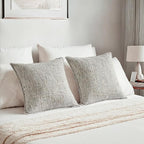 HAUSSY Grey Throw Pillow Covers 16x16 Set of 2 Chenille Tweed Textured Decorative Couch Lumbar Pillow Covers Neutral Modern Pillow Cases for Sofa Bed Living Room Decor
