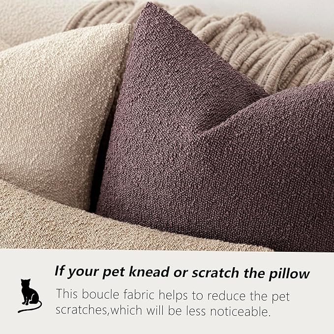 Foindtower Pack of 2 Textured Boucle Throw Pillow Covers Accent Solid Pillow Cases Cozy Soft Decorative Couch Cushion Case for Chair Sofa Bedroom Living Room Home Decor 18x18 Inch Dark Purple