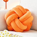 Knot Ball Pillow, Round Decorative Throw Pillows Cushion, 11 Inch Orange Soft Plush Knotted Pillows Pillow, Modern Home Throw Knot Decorative Cushion