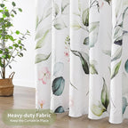 QIYI Watercolor Eucalyptus Shower Curtain, 3D Embossed Butterflies Floral Bathroom Curtain, Minimalist White Farmhouse Bath Curtain, Waterproof Fabric Green Leaves Shower Curtain Set with Hooks, 72x72