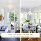 4-Lights French Country Chandelier Farmhouse Chandeliers Handmade Semi Flush Mount Ceiling Light Fixture Wood Pendant Light White Chandeliers for Entryway Foyer Hallway Kitchen Dining Room
