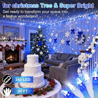 340 LED 90FT Christmas String Lights Outdoor, 12 Pro Modes and Timer Memory & Brightness, Plug in Outdoor Waterproof Clear Wire Twinkle Light for for Xmas Yard Tree Wedding Party Decor (Blue & White)