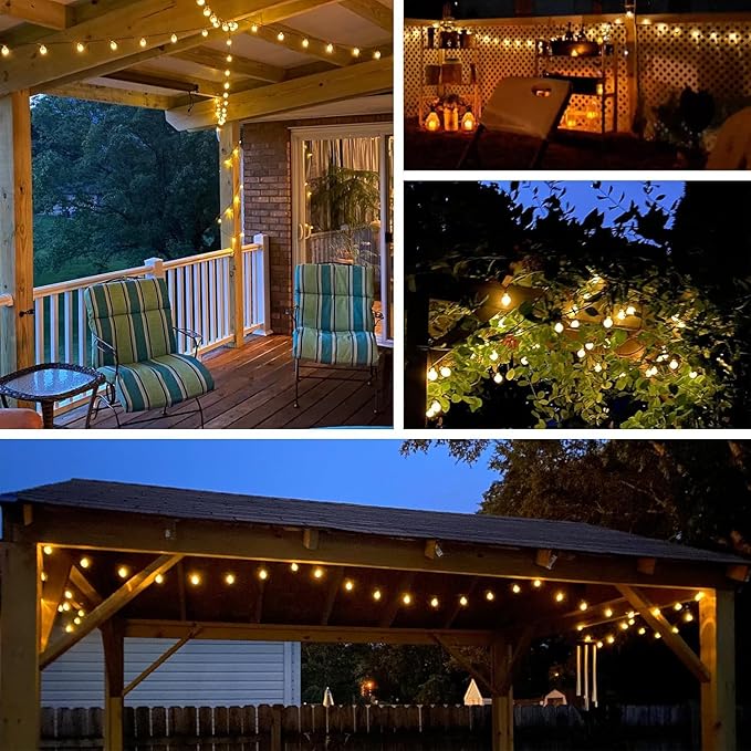 LORRYTE 2-Pack 72FT 120 LED Crystal Globe Solar String Lights Outdoor, Waterproof Solar Lights for Outside, 8 Lighting Modes Patio Decor for Garden Yard Porch Wedding Party(Warm White)