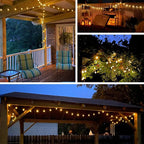 LORRYTE 2-Pack 72FT 120 LED Crystal Globe Solar String Lights Outdoor, Waterproof Solar Lights for Outside, 8 Lighting Modes Patio Decor for Garden Yard Porch Wedding Party(Warm White)