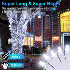 509FT Christmas Lights Outdoor 1350 LED Christmas Tree Decorations Lights with 8 Modes & Timer Memory, Plug In Clear Wire Waterproof LED Xmas Light for Yard Trees Wedding Party Holiday (Cool White)