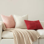 MIULEE Beige Corduroy Pillow Covers Pack of 2 Boho Decorative Spliced Throw Pillow Covers Soft Solid Couch Pillowcases Cross Patchwork Textured Cushion Covers for Living Room Bed Sofa 14x22 inch