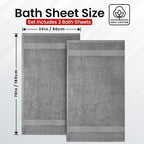Infinitee Xclusives– Luxury Bath Sheets Towels – 2 Pack 600 GSM (35X70 Inches)– 100% Ring Spun Cotton Large Bath Towels for Bathroom (Charming Grey, Bath Sheet Pack of 2)