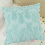 GEEORY Easter Bunny Soft Plush Pillow Covers, 18 x 18 Inch Set of 2, Fluffy Faux Fur Wool Decorative Farmhouse Cushion Case for Sofa Home Decoration Blue GC014-18