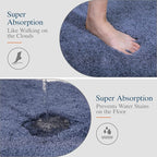 Walensee Contour Rug (20x24, Blue) Non Slip Bath Mat for Bathroom Water Absorbent Soft Microfiber Shaggy Mat Machine Washable U Shape Toilet Rug