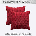 Kevin Textile Christmas Corduroy Decorative Throw Pillow Covers 24x24 Inch Pack of 2 Soft Boho Striped Pillow Covers Modern Farmhouse Home Decor for Sofa Living Room Couch Bed Burgundy