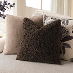 Foindtower 2 Pieces 24x24 Inch Dark Brown, Faux Fur Throw Pillow Cover Accent Sherpa Furry Pillow Covers Fuzzy Soft Pillowcases Cozy Sheepskin Decorative Fleece Cushion Case for Bed Couch Living Room