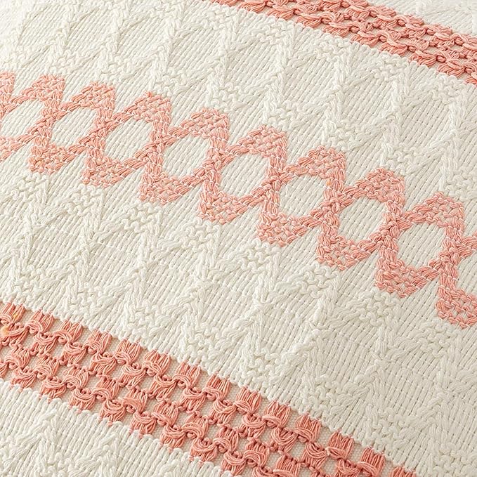MIULEE Set of 2 Coral Red Boho Decorative Pillow Covers 20x20 Inch Farmhouse Rustic Couch Throw Pillows Modern Summer Cotton Cushion Covers Retro Cute Macrame Woven Home Decor for Bed Sofa Chair