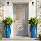 QCQHDU 21 inch Tall Planters for Outdoor & Indoor Plants, Set of 2 Large Outdoor Planters with Drainage Hole for Front Porch, Patio, Garden, Home Decor, Blue