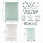 COOK WITH COLOR Extra Large Cutting Board Set, Jumbo-Sized Boards with Rubber Border for Enhanced Cooking Experience, 3-Piece, Mint