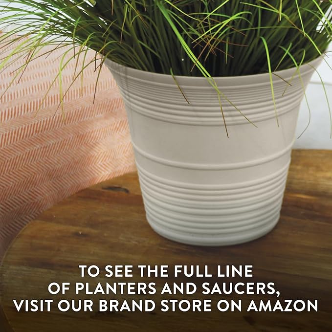 The HC Companies Sedona Round Self-Watering Pot - Lightweight Self Care Planter - Plastic Planter for Herbs & More - Durable Plant Pots for Indoor & Outdoor Plants (12" Cottage Stone, Pack of 2)
