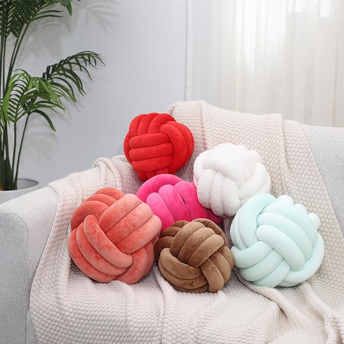 Petrella Knot Pillow Ball Round Throw Pillows Home Decor Cushion Decorative Aesthetic Throw Pillows，Light Green 8inch