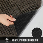 Sturdy Front Door Mat, Absorbent Muddy Dirt Resist Welcome Door Mats Outdoor Indoor, Stain and Fade Resistant, Non-Slip Rubber Backing Low Profile Doormat for Entryway, 30×17, Brown