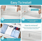 Vtopmart 8 Pack Drawer Dividers for Clothes, 4" High 10.2"-16.5" Adjustable Expandable Dresser Drawer Organizer, Clear Plastic Separators for Dresser, Baby Clothing, Underwear, Cosmetic, Toiletries