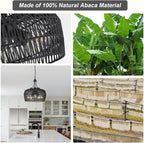 HMVPL Black Rattan Chandeliers for Dining Room, 5-Light Farmhouse Chandelier Light Fixture with Wicker Lampshade, Large Boho Coastal Hanging Pendant Lightting for Kitchen Island Bedroom Living Room