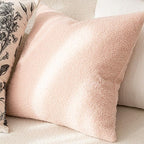 Foindtower Pack of 2, Curly Faux Fur Decorative Throw Pillow Covers Soft Fuzzy Plush Cushion Case with Zipper Cozy Pillowcase for Home Living Room Couch Bed Sofa 18 x 18 Inch, Light Pink