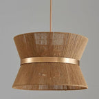 Shrine Lighting French Gold Boho Chandelier, Modern Design, Boho Drum Pendant Light for Dining Room, D18'' x H12'', Adjustable 47'', E12*8 Sockets, Jute Rope Lampshade&French Gold Finish Frame