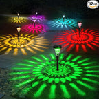 ROOR Solar Pathway Lights 12 Pack, Outdoor Solar Yard Lights, RGB Color Changing+Warm White, IP67 Waterproof for Garden Path Backyard Christmas Lawn Landscape Decorative