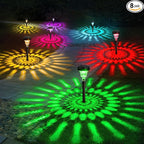 ROOR Solar Pathway Lights 8 Pack, Outdoor Solar Yard Lights, RGB Color Changing+Warm White, IP67 Waterproof for Garden Path Backyard Christmas Lawn Landscape Decorative