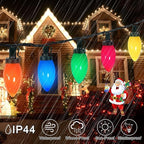 C9 Christmas LED String Lights, 23 Ft LED Vintage Multicolor Lights with 35 LED C9 Colorful Light Bulbs, Outdoor String Lights for Christmas Party Backyard Wedding- Green Wire