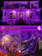 2-Pack 200 LED Extendable Halloween Lights, 66FT Purple Halloween Decorations String Lights Outdoor Indoor Tree Lights, 13 Modes Plug in Mini Fairy Lights Waterproof with Timer and Memory Function