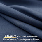 Navy Blue Linen Small Stall Shower Curtains for Bathroom Natural Boho Shower Curtains Stall Bath 36x72 Cloth Fabric Half Narrow Water Repellent RV Drapes for Bathtub 36 x 72 Inches