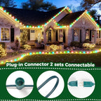 C9 Bulb String Lights Outdoor 50 Feet Multicolored Christmas Lights Green Wire for Outdoor Patio Room Christmas Tree Party Backyard Decoration, E17 Base, 50 +2 Bulbs