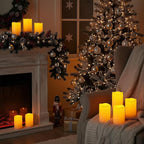 Amagic 3 Pack 4"x 6"8" 10" Outdoor Plastic Electric flameless Candles with Remote Control and Timer, Battery Operated Flickering LED Pillar Fake Candle for Home, Wedding Decor, Ivory