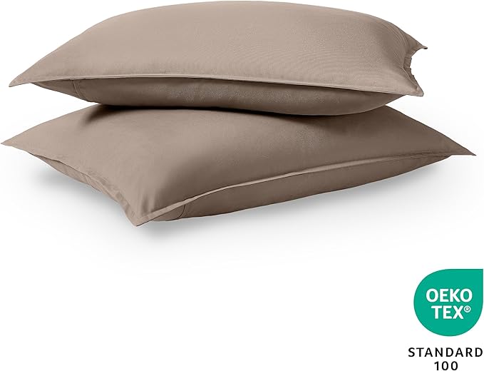 Bare Home Standard Pillow Sham Covers - Set of 2 - Premium 1800 Ultra-Soft Microfiber - Double Brushed - Stain & Fade Resistant - Bed Pillow Shams - Pillows Not Included (Set of 2, Taupe)