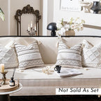 BlissBlush Decorative Throw Pillow Cover 18X18 Square Boho Black Neutral White Accent Pillowcase Tassels Farmhouse Cushion for Couch Sofa Bedroom Living Room Home Décor (Cover ONLY, Pack of 1)