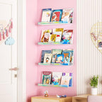 upsimples Acrylic Shelves for Wall Decor, 15" Display Shelf for Perfume, Skincare, Nail Polish, Wall Organizer for Bathroom, Bedroom, Living Room, Playroom, Kids Bookshelf, Iridescent, 4 Pack
