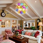 Longree Mini Bubble Ball Chandelier, Dia 20 inch Blown Multicolor Glass Pendant Light Fixture for Bedroom Study Bathroom Dining Room