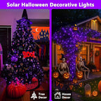 4 Pack Purple Solar Halloween Lights Outdoor Waterproof, 180FT 320 LED Solar String Lights with Green Wire 8 Modes Solar Fairy Twinkle Light for Tree Bush Garden Horror Party Halloween Decorations
