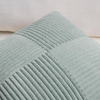 Fancy Homi 2 Packs Grey Blue Samll Decorative Throw Pillow Covers 14x14 Inch with for Couch Bed Sofa, Rustic Farmhouse Boho Home Decor, Soft Corss Patchwork Corduroy Square Cushion Case 35x35 cm
