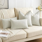 MIULEE Pack of 2 Christmas Cream Decorative Pillow Covers 24x24 Inch Soft Chenille Luxurious Couch Throw Pillows Farmhouse Cushion Covers Euro Shams with Elegant Design for Sofa Bedroom Home Decor