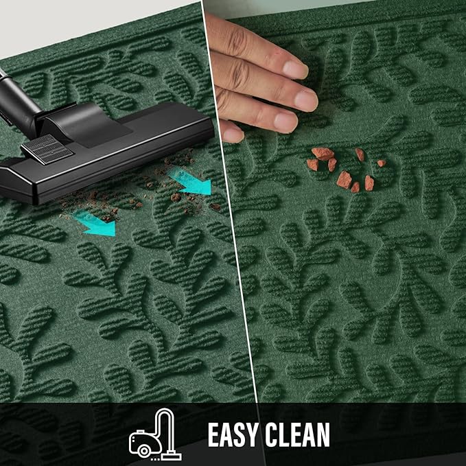 Front Door Mat, Absorbent Dirt Trapping Welcome Door Mat Indoor Outdoor, Non Slip Entry Mat, Indoor Outdoor Door Mats, Fade Resistant, Low Profile Doormat for Entryway, 29×17, Green