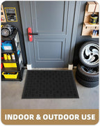 Color&Geometry Large Front Door Mat Outside Entrance, Heavy Duty Non Slip Low Profile Doormat for Entryway, Trap Dirt and Moisture Welcome Mats All-Weather, Easy Clean, Patio, Garage, 28"x60" Black