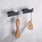 TASTOS Bathroom Hooks Matte Black, SUS304 Stainless Steel Bath Towel Hook Robe Coat Double Hook Holder, 2Pack