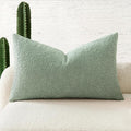 MIULEE Textured Boucle Throw Pillow Cover Greyish Green Accent Solid Lumbar Spring Pillow Case Decorative Soft Pack of 1 Couch Cushion Chair Sofa Bedroom Livingroom Home Decor,12x20 Inch