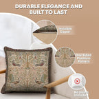 Charlotte Home Furnishings Decorative Pillow Covers for Couch 19x19 in, Tapestry Throw Pillow Cover for Living Room Bed Decor, Cream Tree French Country Sofa Cushion Cases, Soft Cotton Jacquard Woven
