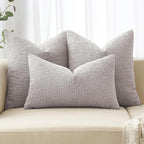 MIULEE 18x18 Inch Decorative Pillow Covers for Couch Bed Set of 2 Textured Boucle Neutral Winter Throw Pillows Cloud Grey Accent Solid Cushion Pillowcases Sofa Livingroom Home Decor